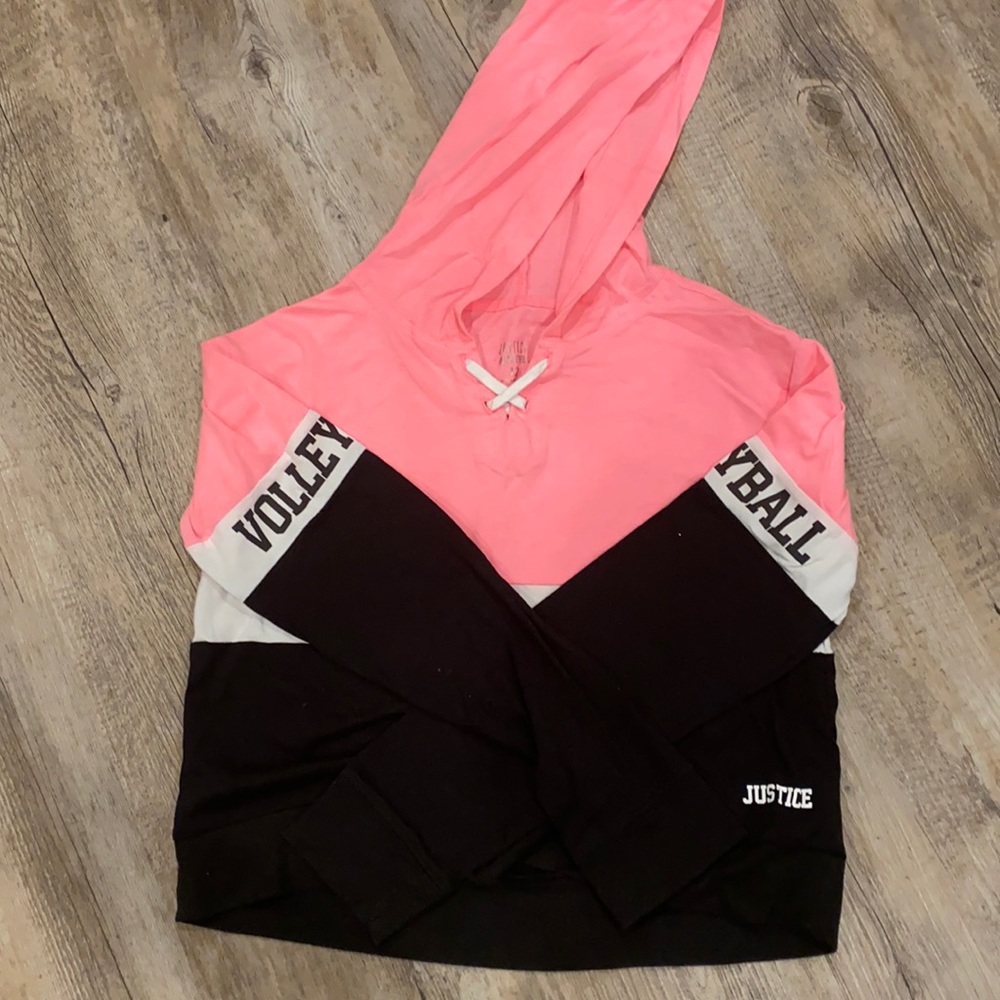 JUSTICE Active sz 12 Cropped Hoodie VOLLEYBALL